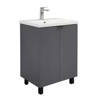 Тумба-умывальник Comforty Лима-60Н антрацит с раковиной Como 60