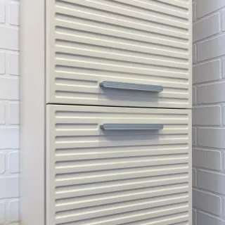 Шкаф-колонна Comforty Касабланка-35 серый шёлк, ручка серый металлик