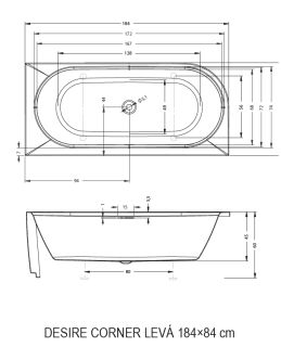Акриловая ванна Riho Desire Corner Glossy Sparkle System B088003005 L 184x84см с аэромассажем белый