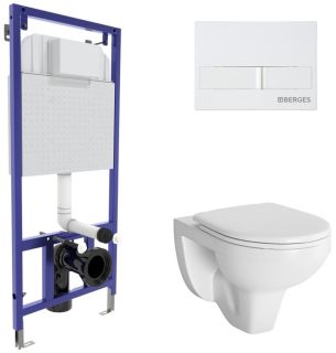 Комплект Berges 4в1 042425: инсталляция NOVUM525 кнопка L1 белая унитаз Gamma сиденье микролифт