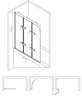 Шторка на ванну Berges City 2.0 80см хром 062012