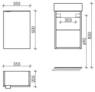 Подвесная тумба под раковину Sancos Mini MN35EGR правая 35см дуб галифакс натуральный