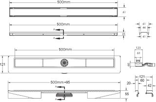 Душевой лоток Berges Wasserhaus B1 Antik 091123 50 Глянцевый хром