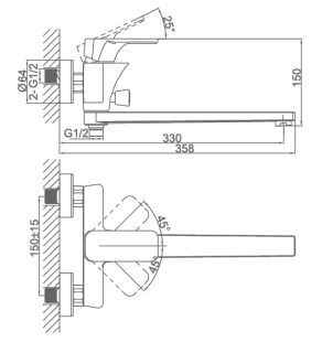 Смеситель для ванны DQ Berlin Humboldt зелёный/хром DA1433312