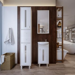 Тумба под раковину Бриклаер Бали 4627125412080 правая 40 см светлая лиственница/белый