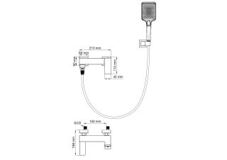 Смеситель для ванны с душем Wonzon & Woghand Cube 2.0 WW-88037068-BGM тёмный графит