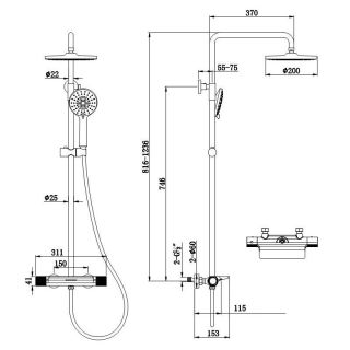 Душевая стойка Kohr Thermostatic Sun 1WN180300CP-0000A с термостатом хром