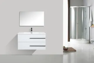 Подвесная тумба с раковиной Parly Spa Bella100 белый глянцевый