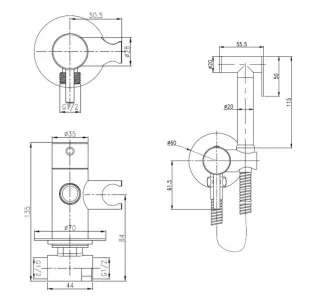 Гигиенический душ со смесителем Boch Mann Braies BM10411 серый