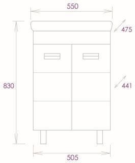 Напольная тумба под раковину Onika Балтика-Квадро Black 105552 55см белый
