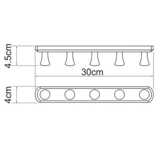 Wasserkraft K-1075 Кронштейн настенный 5 крючков