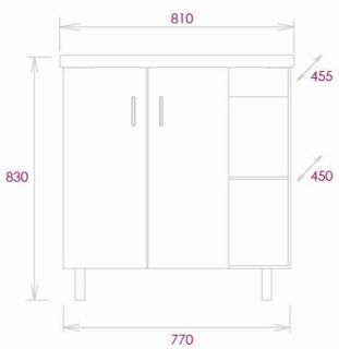 Напольная тумба под раковину Onika Тимбер 108046 правая 80см серый матовый/дуб сонома