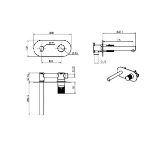 Встраиваемый смеситель для раковины Boheme Stick Linea 125-GM.3 оружейная сталь