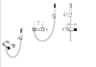 Смеситель для ванны и душа Boheme Stick Spirale 123-SGM.4 оружейная сталь