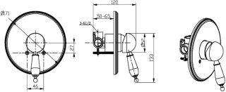 Смеситель встраиваемый Boheme Tradizionale Oro для душа золото 285