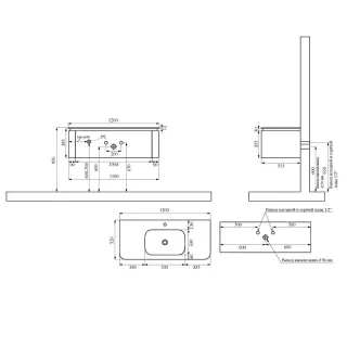 Тумба с раковиной Black&White Universe 9351200 120 см серый