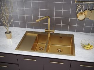 Мойка кухонная Paulmark Kroner PM227851-BGR правая брашированное золото