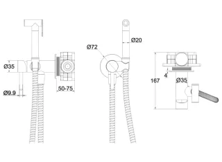Гигиенический душ WHITECROSS 2-SYSYBI2GLB золото брашированное