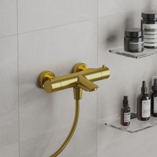 Смеситель для ванны Paini Cox 78PJ111TH с термостатом матовое золото