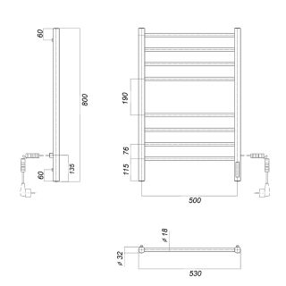 Полотенцесушитель электрический Domoterm Медея ДМТ П8 500х800 EK R хром