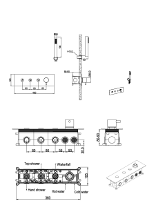 Встраиваемый смеситель для душа Boheme Fusion 130-SYS-G с ручным душем золото
