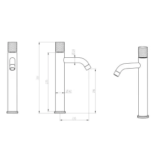 Смеситель для раковины Boheme Stick 122-GM-MR-B оружейная сталь/чёрный мрамор