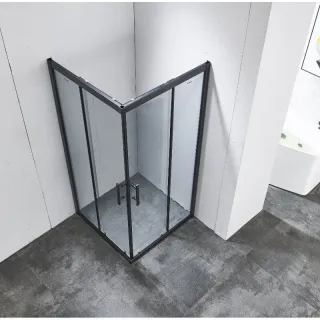 Душевой уголок Timo Imwei YL-9002B 90x90 см с поддоном профиль чёрный стекло прозрачное