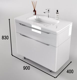 Тумба под раковину Style Line Марелла 90 Люкс Plus СС-00002417 белый глянец