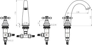Смеситель для раковины Boheme Royal Crystal бронза 317-Royal/CRST