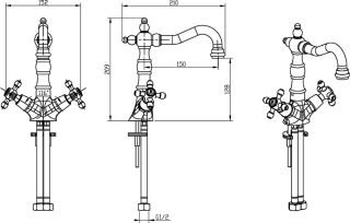 Смеситель для раковины Boheme Camelia золото 312-Camelia