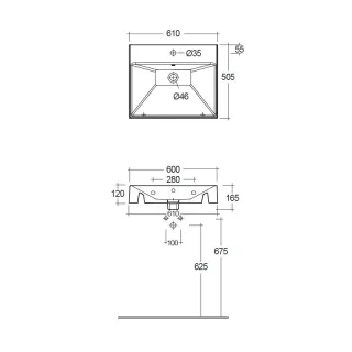Раковина Kludi Resa 59WW6139 60 см чёрный матовый