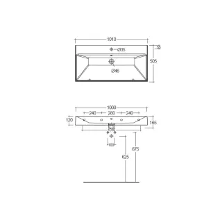 Раковина Kludi Resa 59WW10143 100 см белый