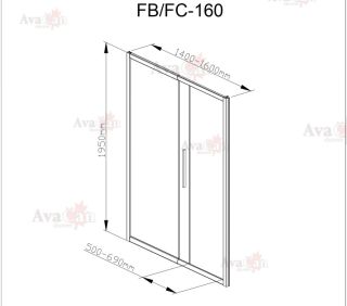 Душевая дверь в нишу AvaCan FС 140-160 MT хром