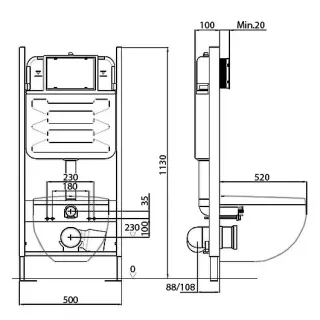 Инсталляция Jacob Delafon E21743RU-BL с безободковым унитазом Elite сиденье с микролифтом клавиша смыва чёрная матовая