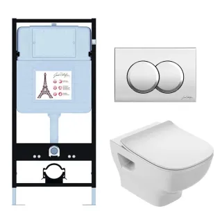 Инсталляция Jacob Delafon EDF103-CP с безободковым унитазом Struktura сиденье с микролифтом клавиша смыва хром