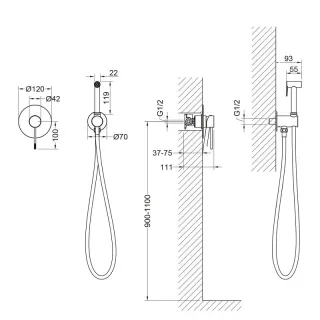 Гигиенический душ со смесителем Timo Saona 2389/19SM розовое золото
