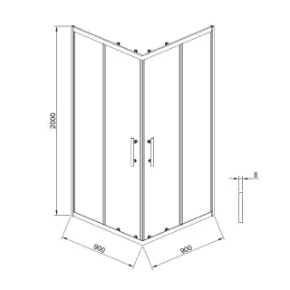 Душевой уголок Timo T36 90x90 см никель