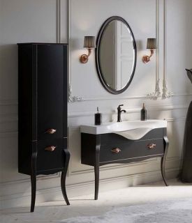 Пенал напольный Clarberg Borgia BOR0548BLK 48x182см чёрный/патина медь