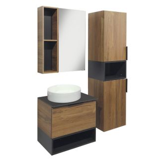 Comforty Зеркало-шкаф Штутгарт-60 дуб тёмно-коричневый