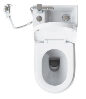 Комбоунитаз Laguraty 8074 A с раковиной функцией биде гигиеническим душем и смесителем белый