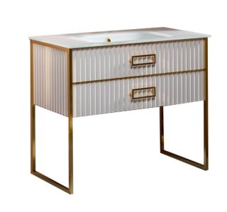 Тумба под раковину Armadi Art Monaco 80см белый/золото 866-080-WG