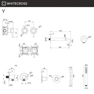 Смеситель встраиваемый  WHITECROSS YSET1240GM оружейная сталь