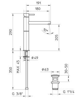Смеситель для раковины Bossini Oki Z005303.073 чёрный матовый