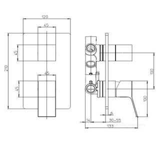 Встраиваемый смеситель универсальный Bossini Aki Z00741.073 чёрный матовый