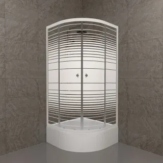 Душевой уголок Triton Стандарт-Полосы Щ0000061787 100x100 см профиль белый стекло с узором