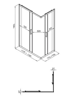 Душевой уголок Triton Фикс Щ0000067442 120x80 см профиль чёрный стекло прозрачное