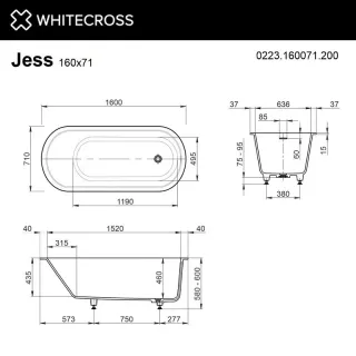Ванна из искусственного камня Whitecross Jess 0223.160071.200 160x71 см