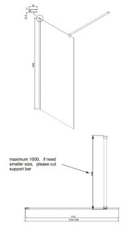 Душевая перегородка Ambassador Walk-in 15031112 120см чёрный/прозрачное