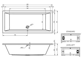 Акриловая ванна Riho Lusso B016001005 200х90см белый
