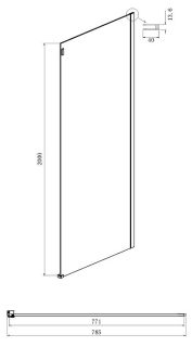 Боковая стенка Ambassador Benefit 80HB 80см чёрный/прозрачное